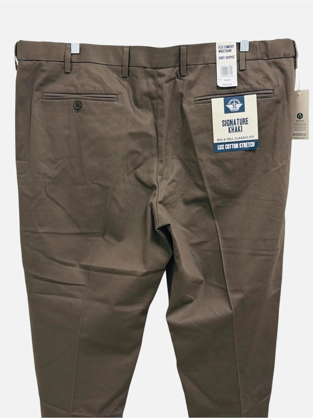 Dockers Signature Khaki Pants Classic Fit Lux Cotton Dark Pebble Mens Size 50x30